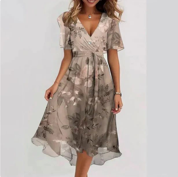Sofia | Dames elegante chiffon zomerjurk | Midi