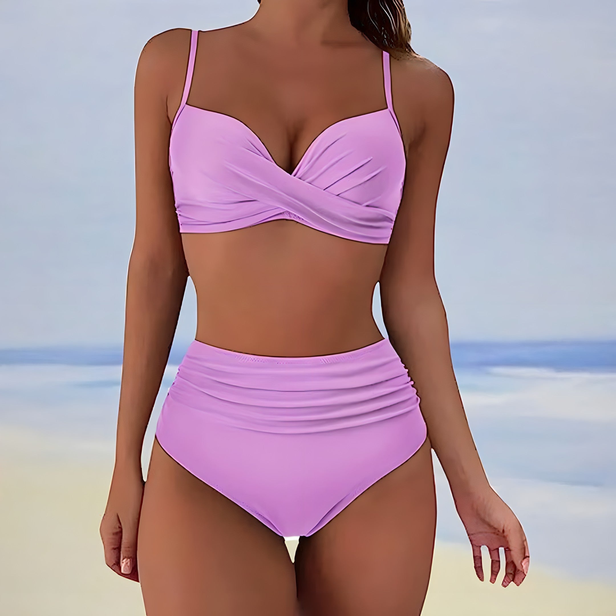 Dames Zomer Bikini | Hoog Taille, Gerimpeld