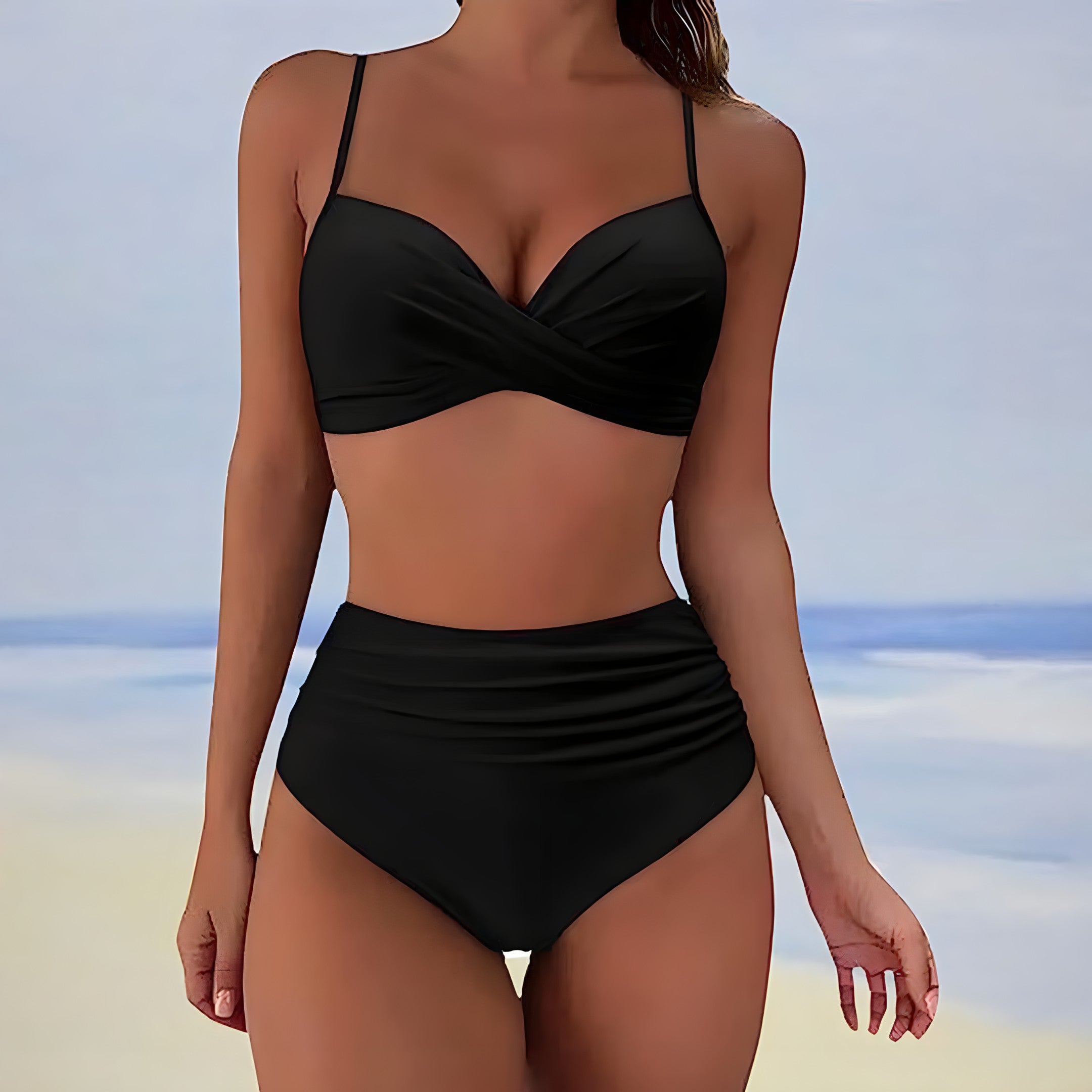 Dames Zomer Bikini | Hoog Taille, Gerimpeld