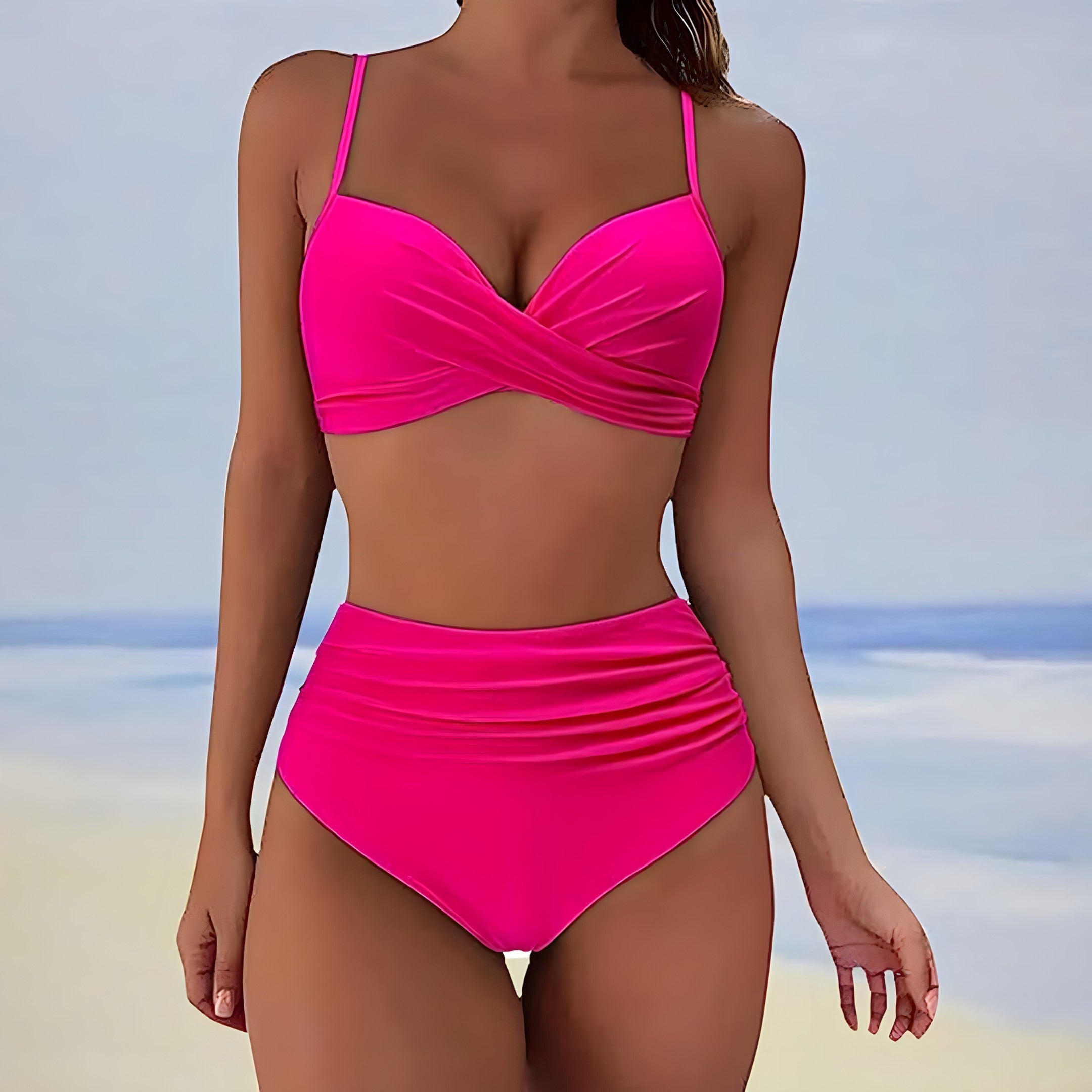 Dames Zomer Bikini | Hoog Taille, Gerimpeld
