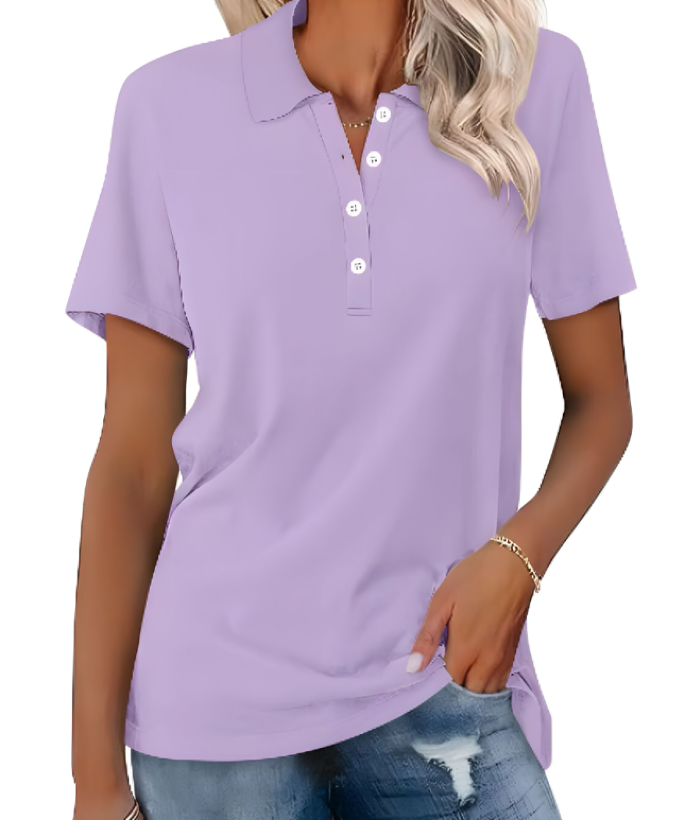 Dames Zomerse Polo T-shirt | Kortemouw, Knopenlijst