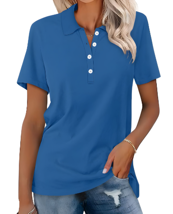 Dames Zomerse Polo T-shirt | Kortemouw, Knopenlijst