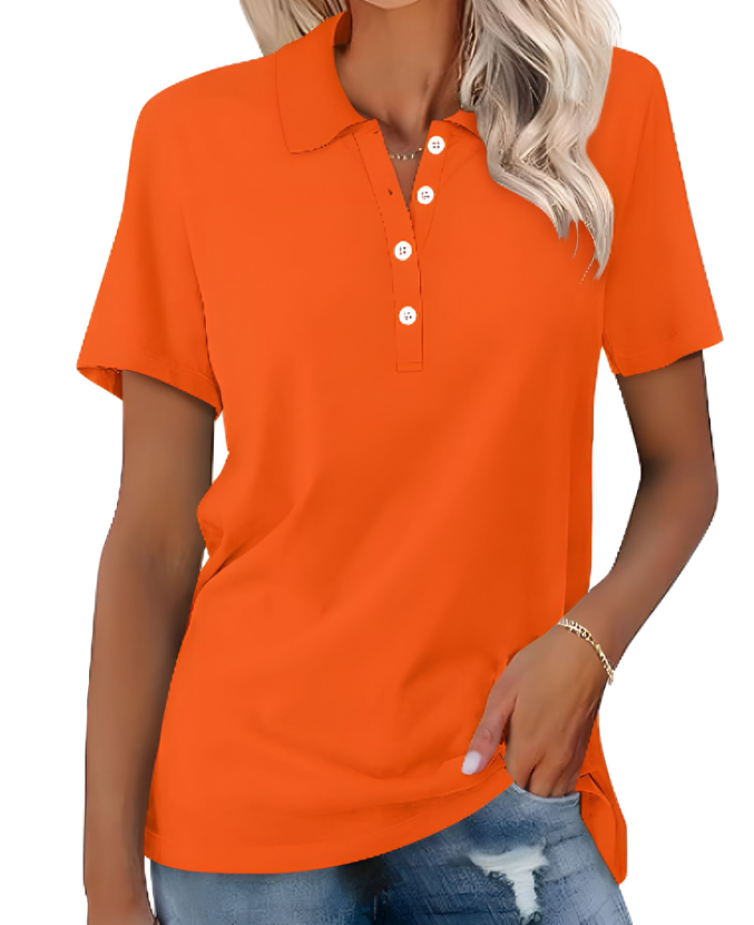 Dames Zomerse Polo T-shirt | Kortemouw, Knopenlijst
