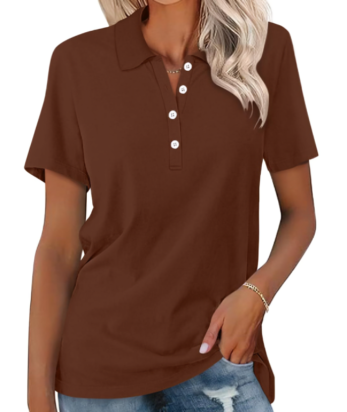 Dames Zomerse Polo T-shirt | Kortemouw, Knopenlijst