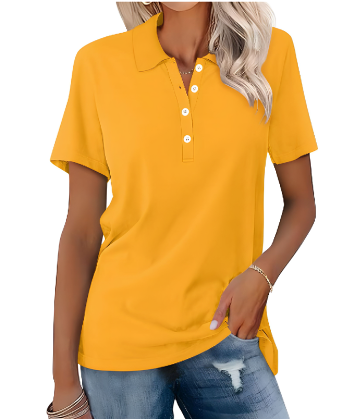 Dames Zomerse Polo T-shirt | Kortemouw, Knopenlijst