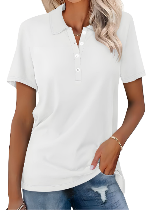 Dames Zomerse Polo T-shirt | Kortemouw, Knopenlijst