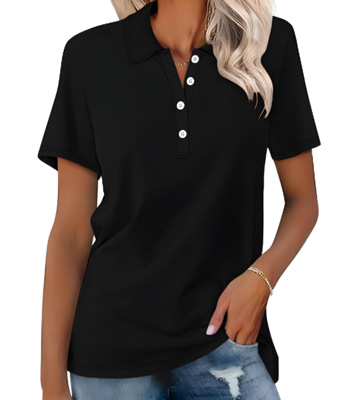 Dames Zomerse Polo T-shirt | Kortemouw, Knopenlijst