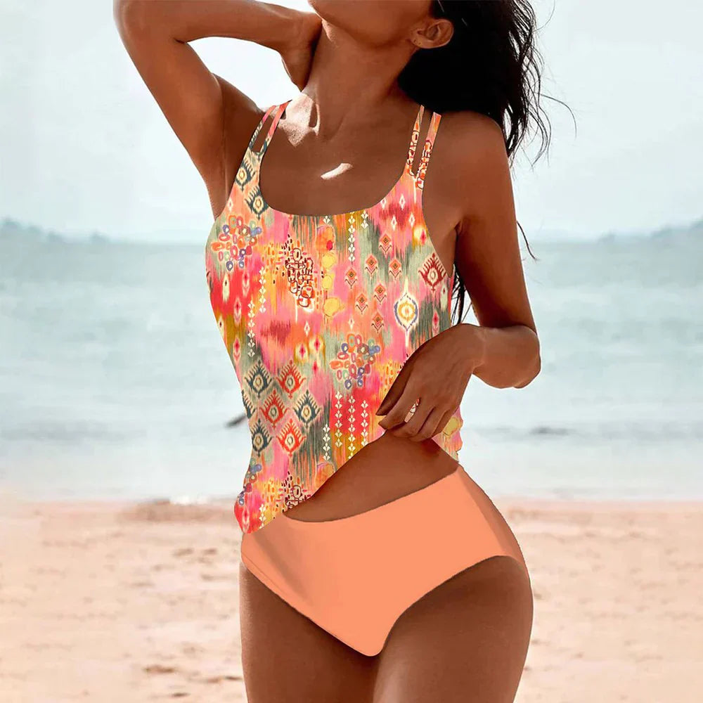 Dames Zomer Tankini | Gekleurd, Met Hoge Taille
