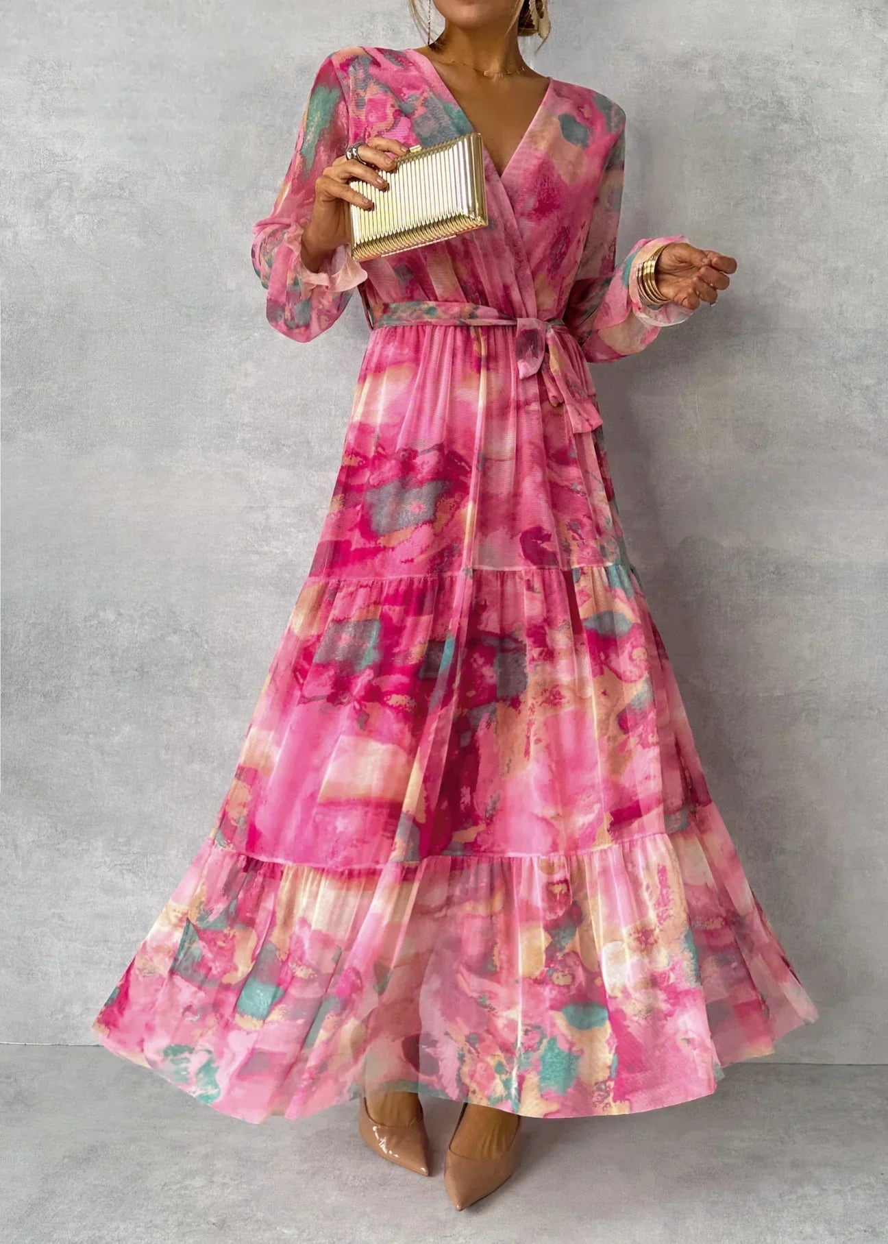 Dames Elegante Roze Zomerjurk | Maxi