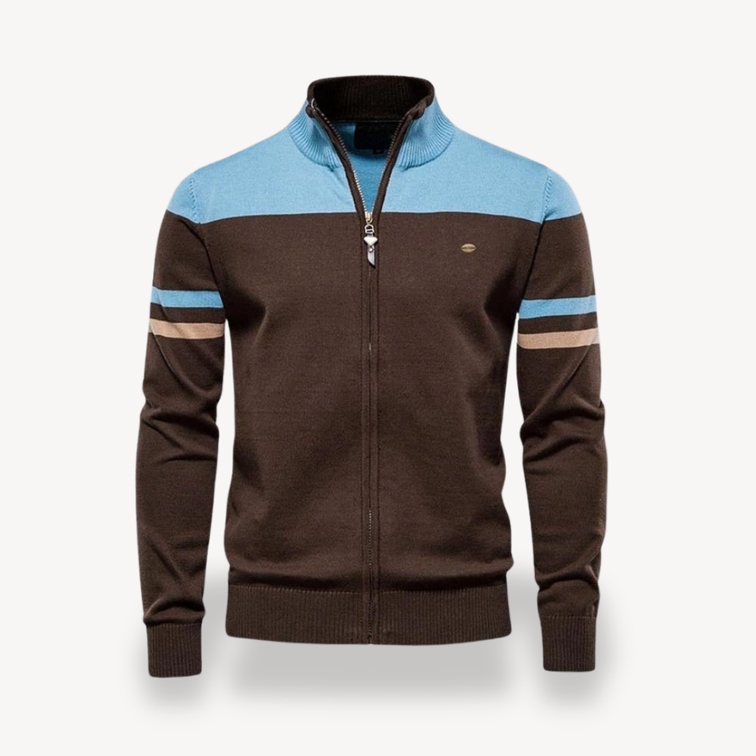 Heren Fijngebreide Herfst Pullover | Ritssluiting, Opstaande Kraag
