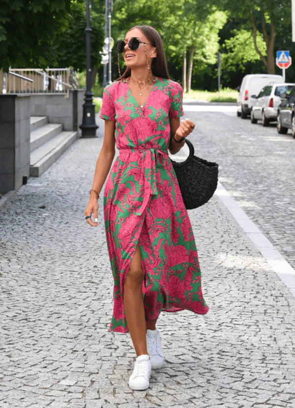 Sophie | Dames Luchtige Bloemen Zomerjurk | Midi