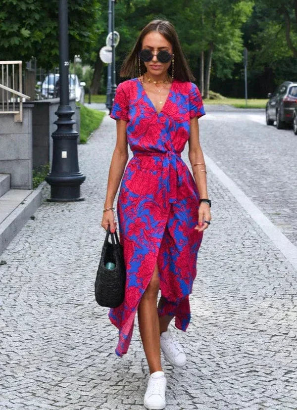 Sophie | Dames Luchtige Bloemen Zomerjurk | Midi