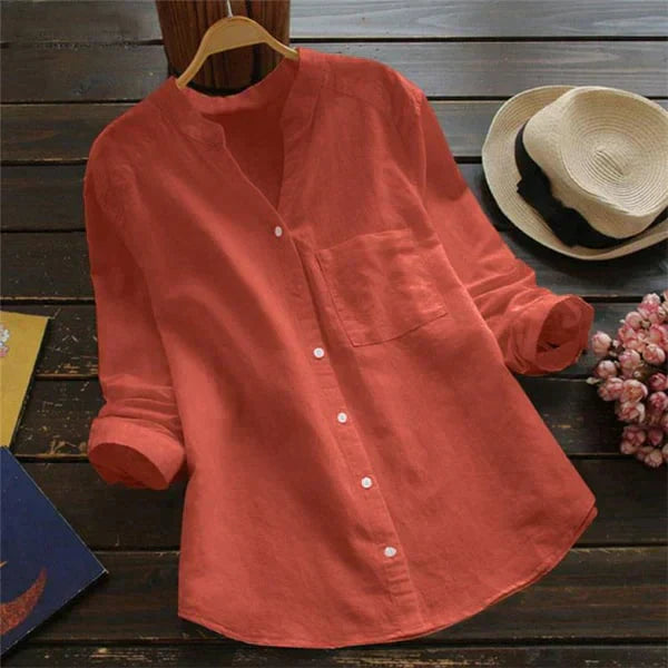 Dames Zomerse Luchtige Blouse | Knoopsluiting, Langemouw