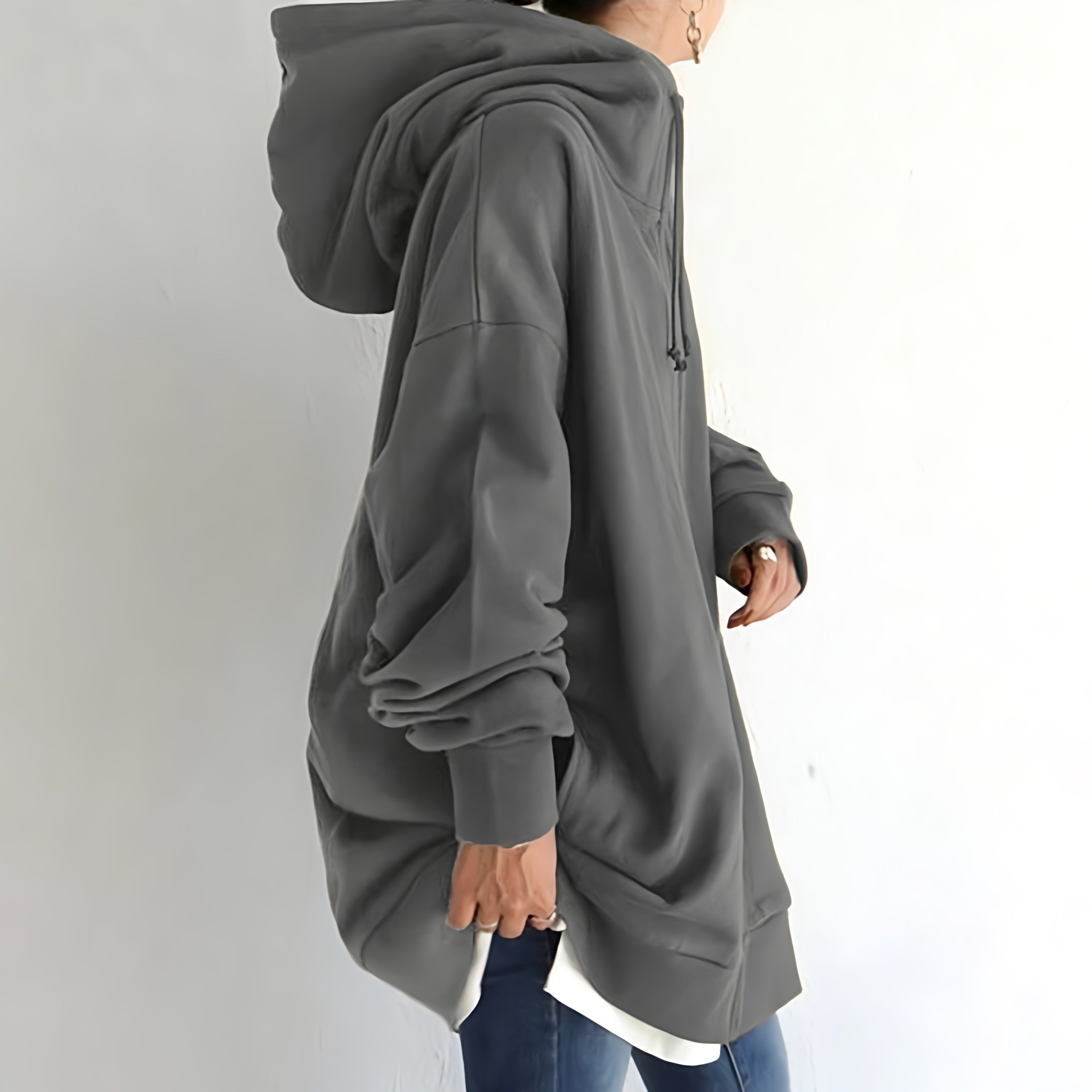 Dames Oversized Hoodie Jurk | Lange Mouwen, Capuchon