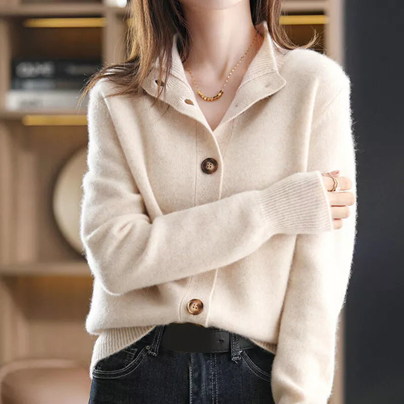 Dames Gebreide Pullover | Lang, Knoopsluiting