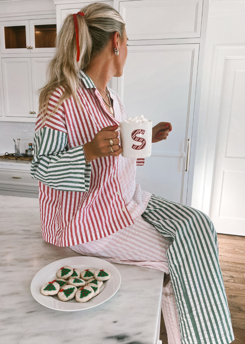 Dames Gestreepte Lounge Pyjama Set | Lange Mouwen Brede Pijpen