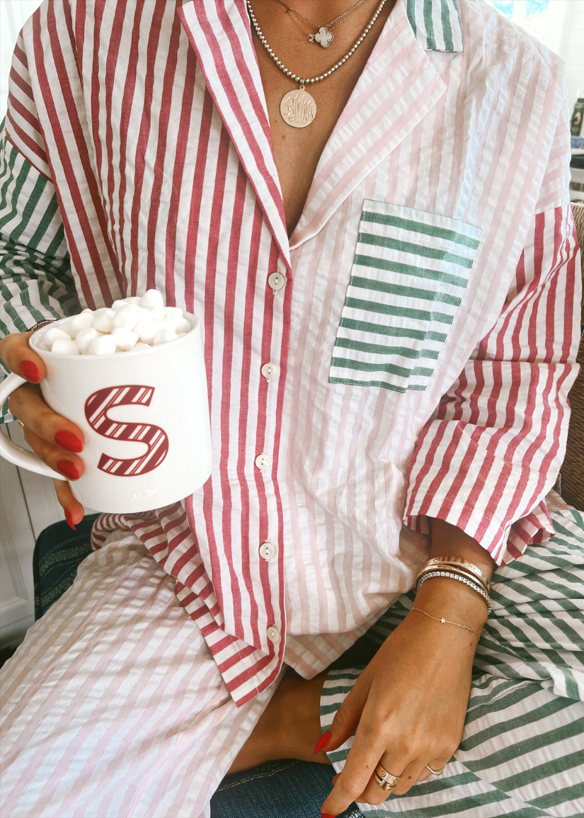Dames Gestreepte Lounge Pyjama Set | Lange Mouwen Brede Pijpen