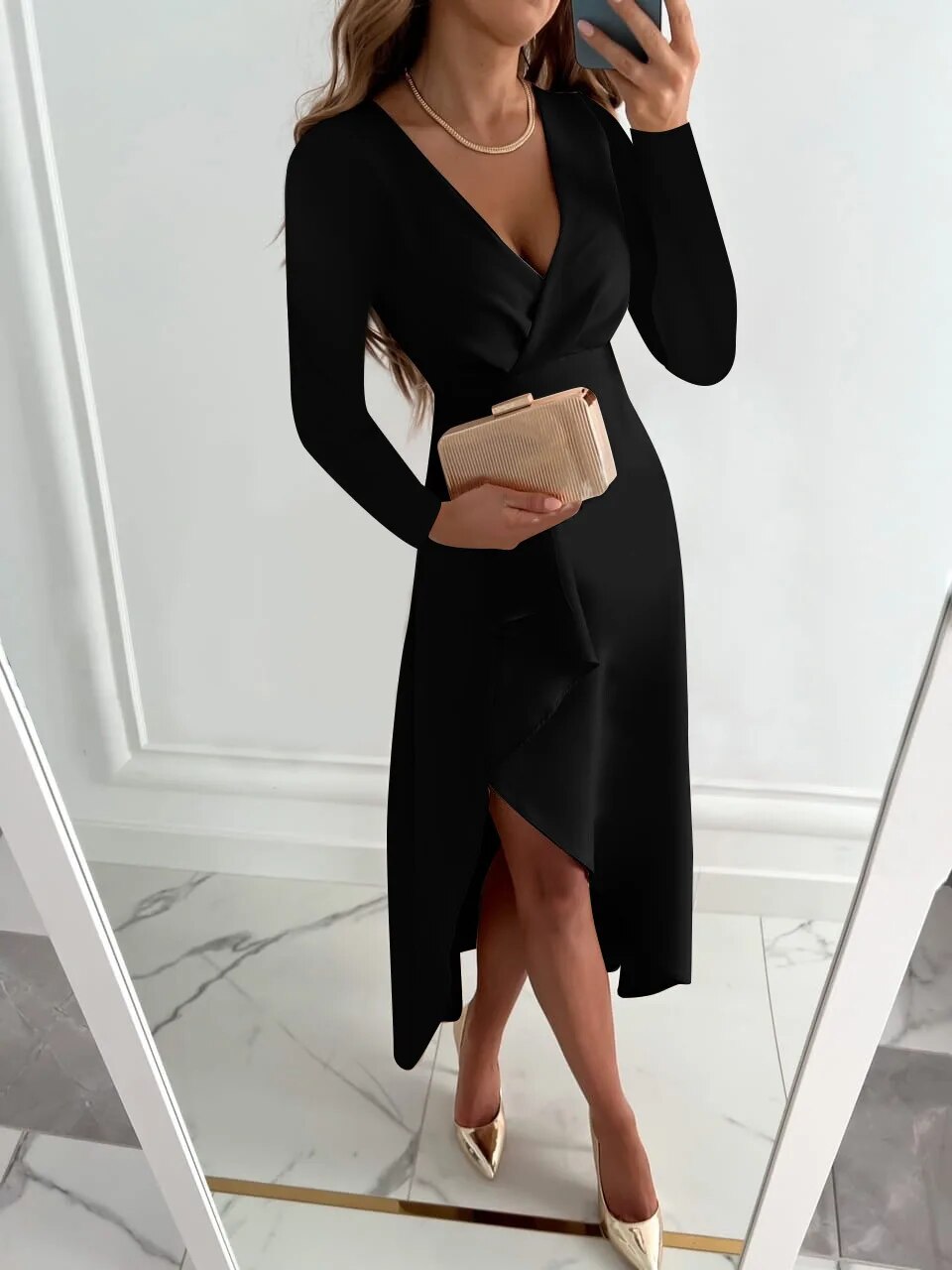 Dames Elegante Overslagjurk | Midi