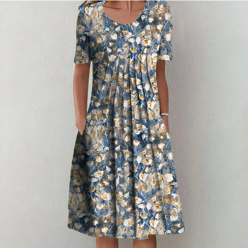 Elisa | Dames Luchtige Bloemen Zomerjurk | Midi